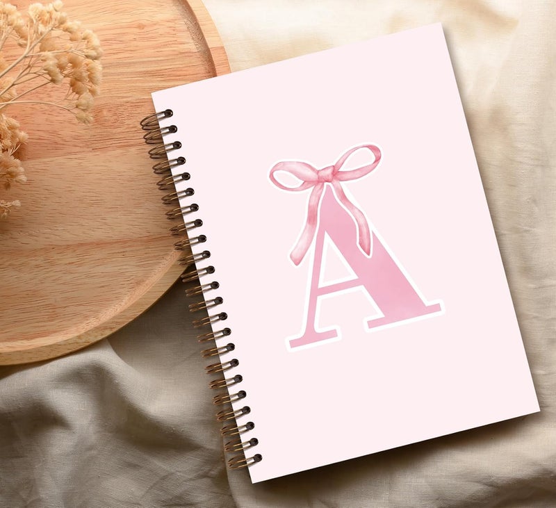 foedor Pink Bow Journal Notebook for Girls,Initial A Journals Personalized Diary Gifts for Teen Girl Kids,Monogrammed Gifts for Women,Trendy Coquette Cute Hardcover Spiral Notebook 5.5 x 8.3 - Image 5